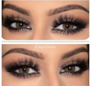 File_003 (1) - Elmira Studio Two different pictures of a woman's eyes with long lashes.