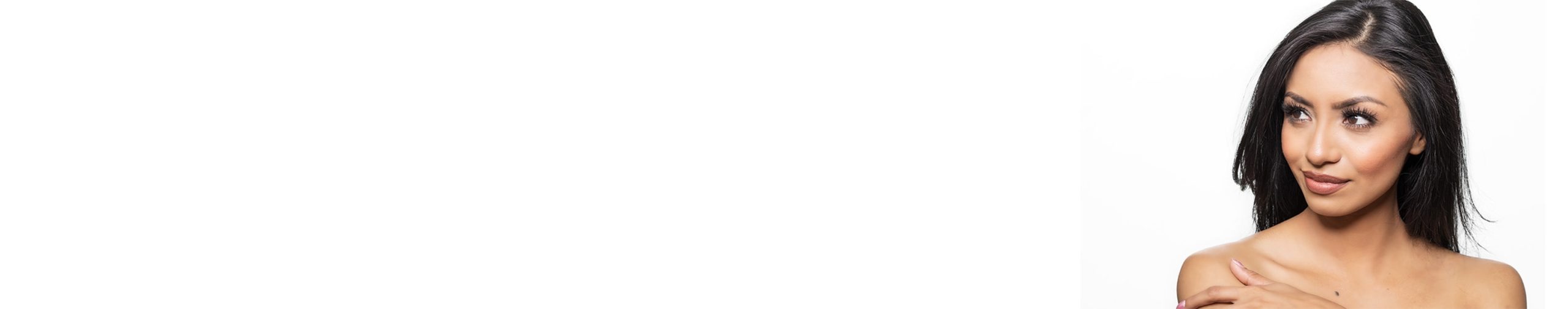 01a - Elmira Studio A woman with long black hair is posing on a white background.