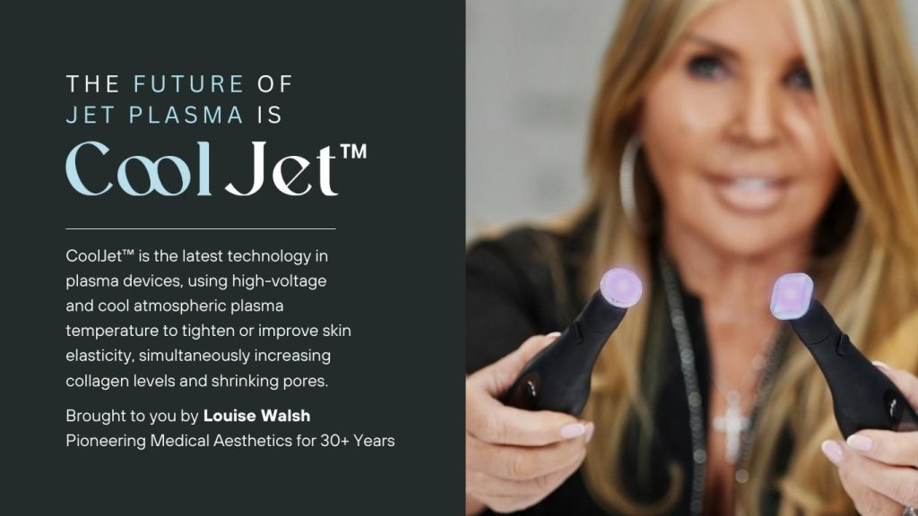 4 - Elmira Studio A woman holding a cooljet device with the text'the future of jet plasma.